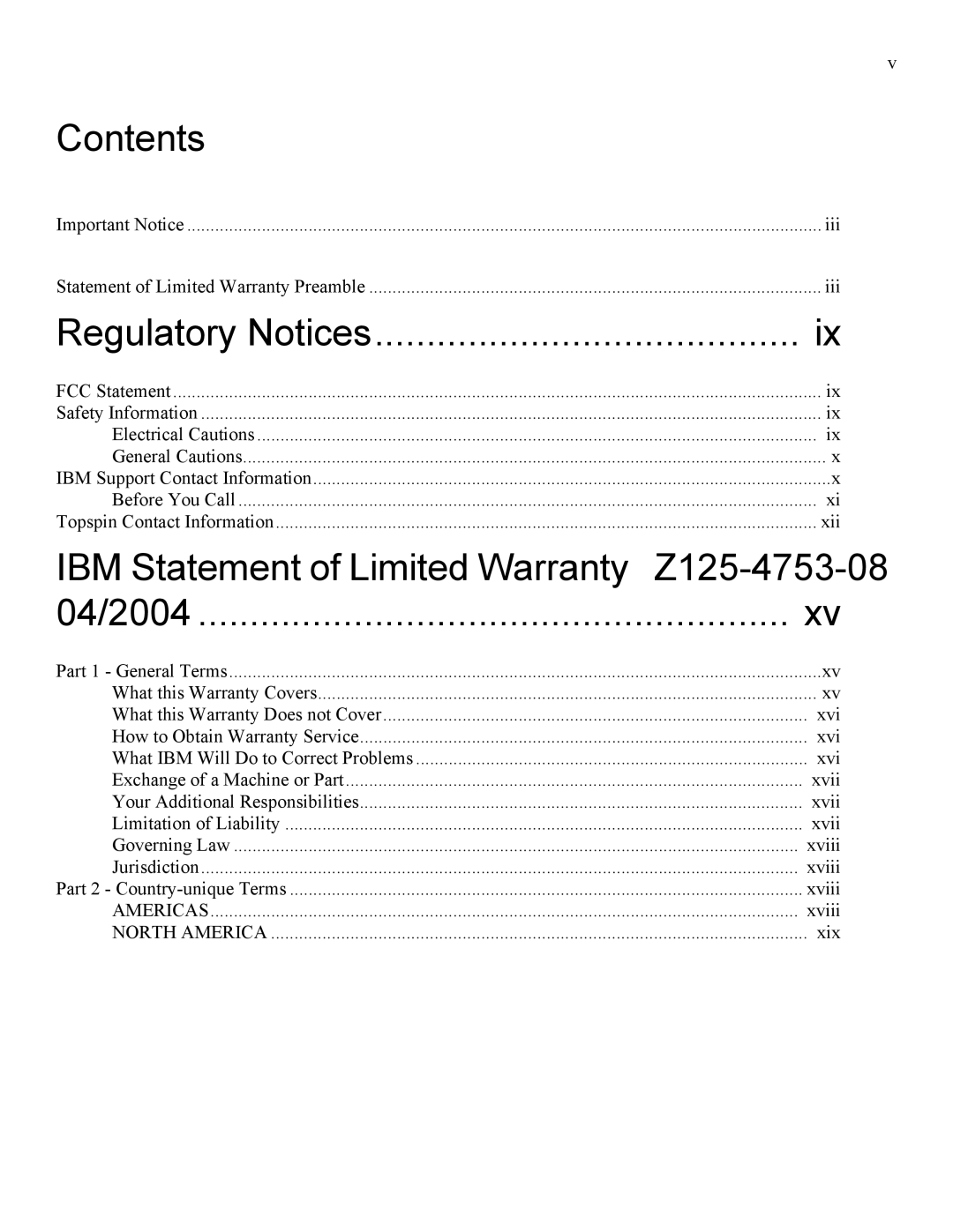 IBM 24R9718 IB manual Contents 