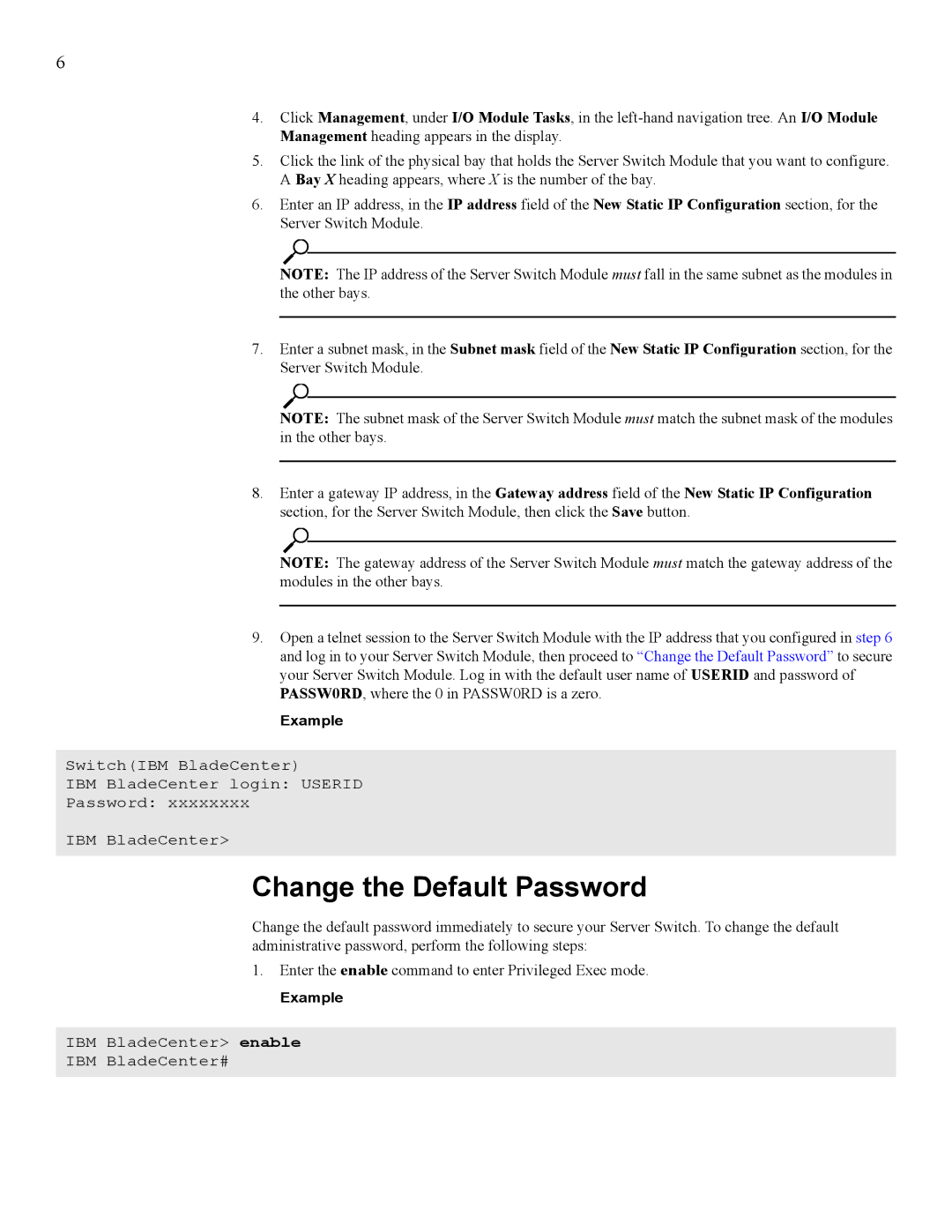 IBM 24R9718 IB manual Change the Default Password 