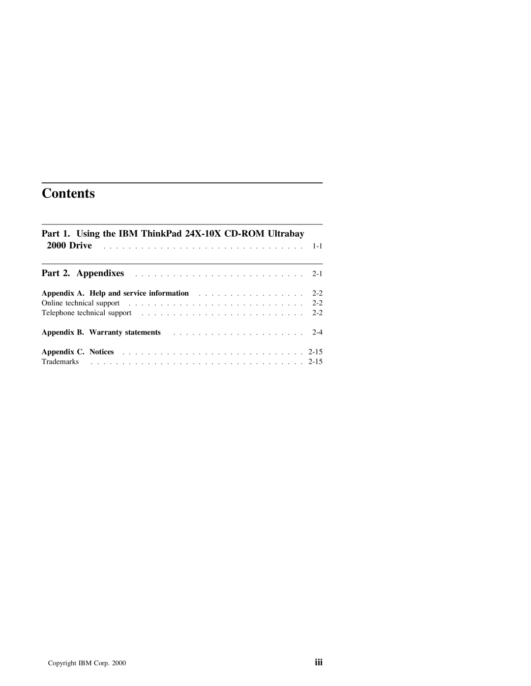 IBM 24X-10X manual Contents 