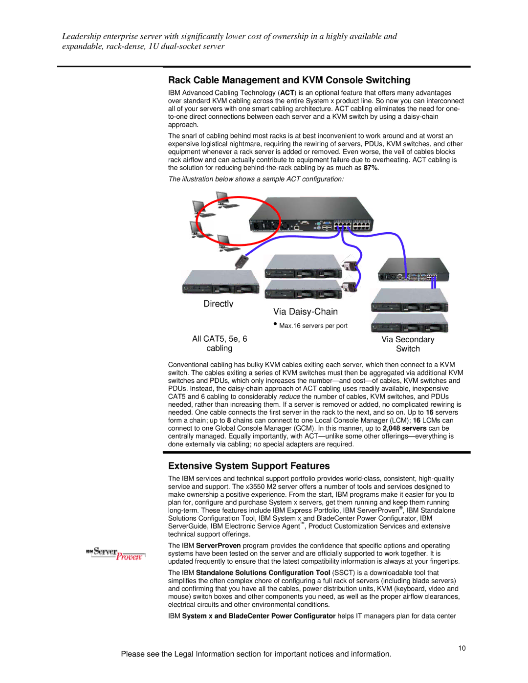 IBM 250000, 190000 specifications Rack Cable Management and KVM Console Switching, Extensive System Support Features 