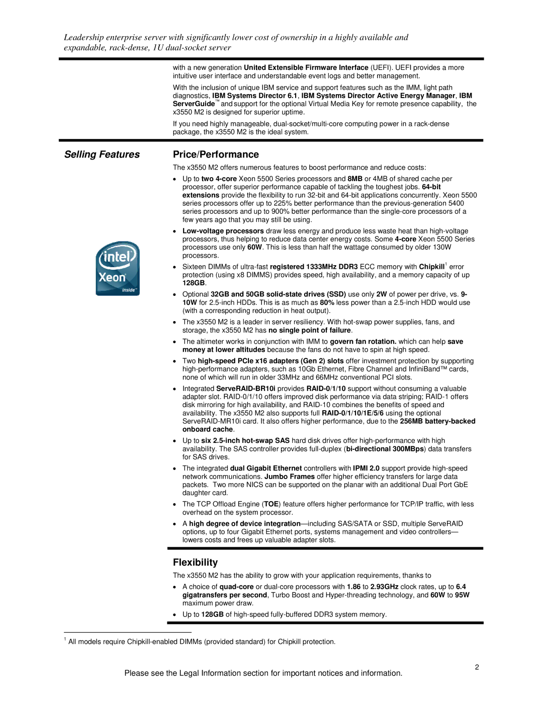 IBM 250000, 190000 specifications Selling Features, Flexibility 