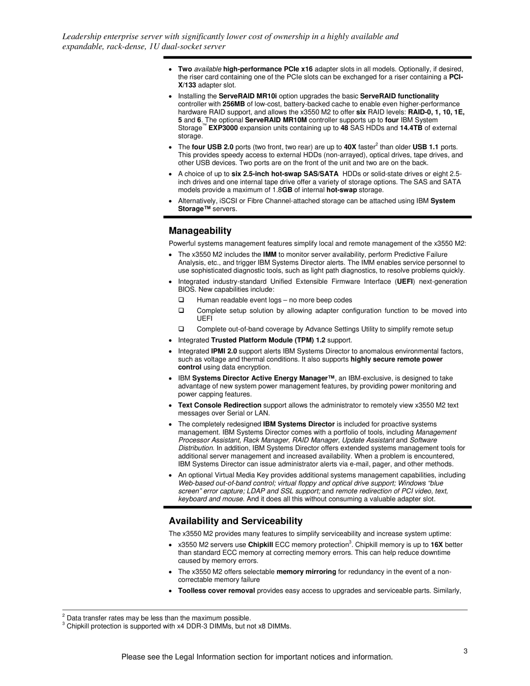 IBM 190000, 250000 Manageability, Availability and Serviceability, Integrated Trusted Platform Module TPM 1.2 support 