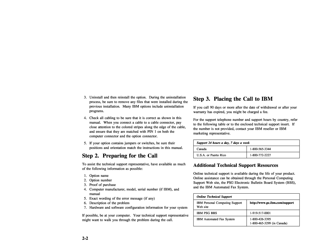 IBM 27L2579 manual Call, Additional, Support, Resources, Step 