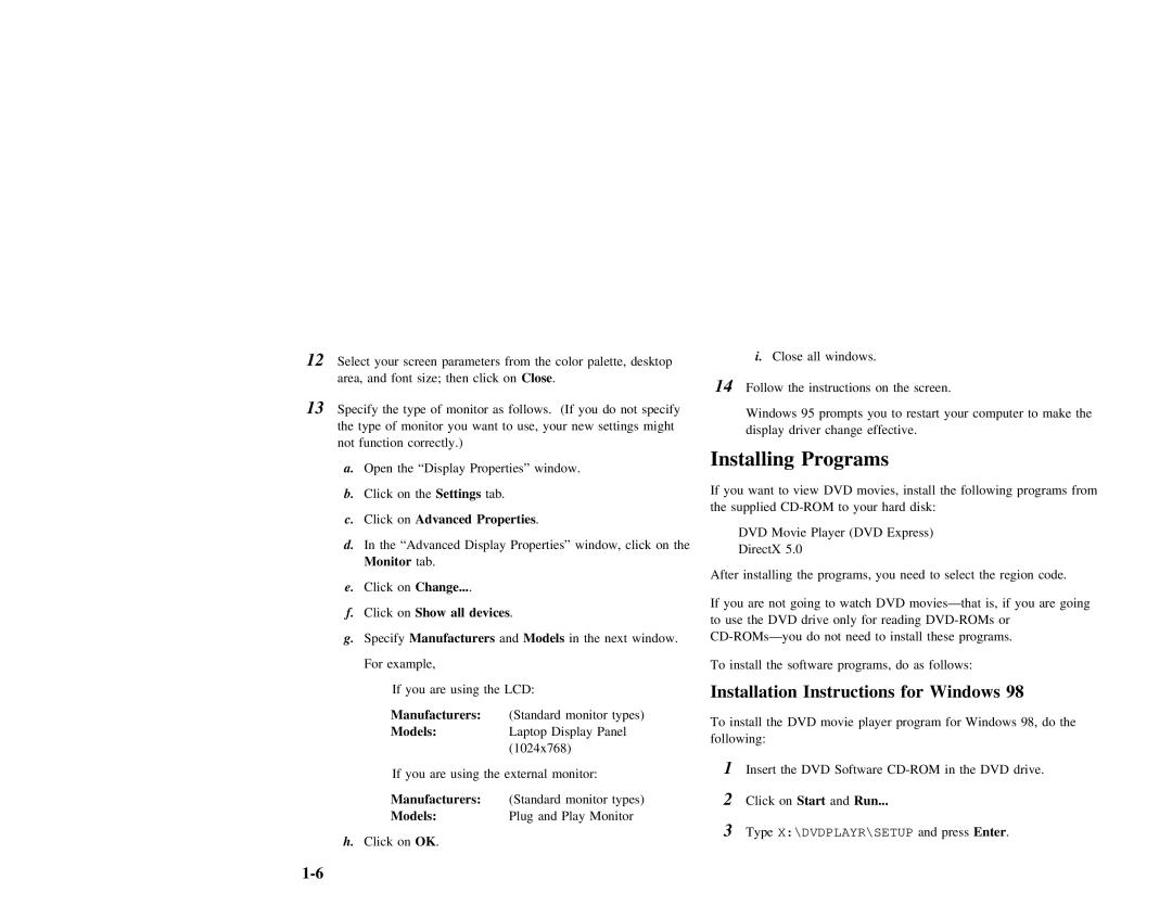 IBM 27L2579 manual Installing Programs, Properties, All Devices, Models, Instructions 