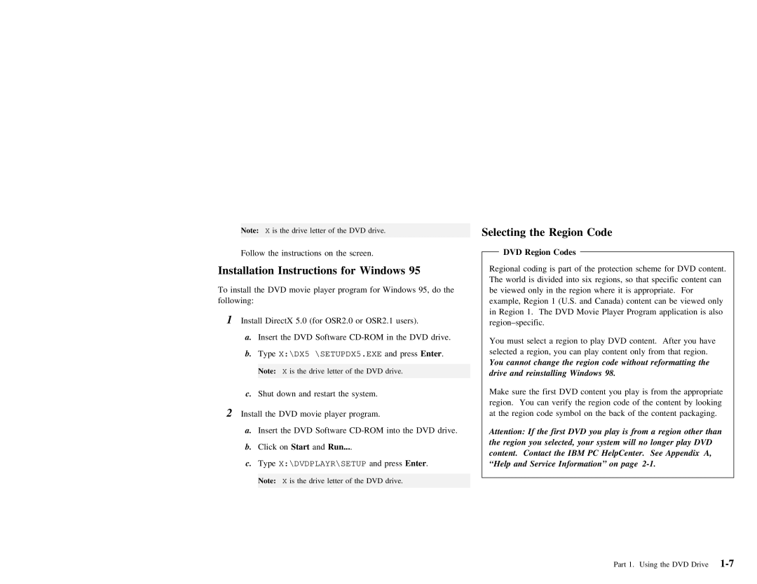 IBM 27L2579 manual Run, Codes 