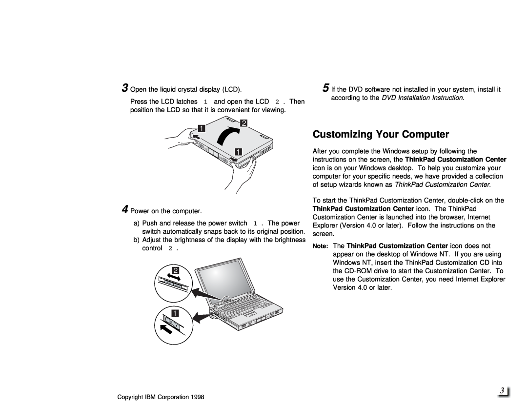 IBM 770X, 27L3405 setup guide Customizing Your Computer, Center, Customization 