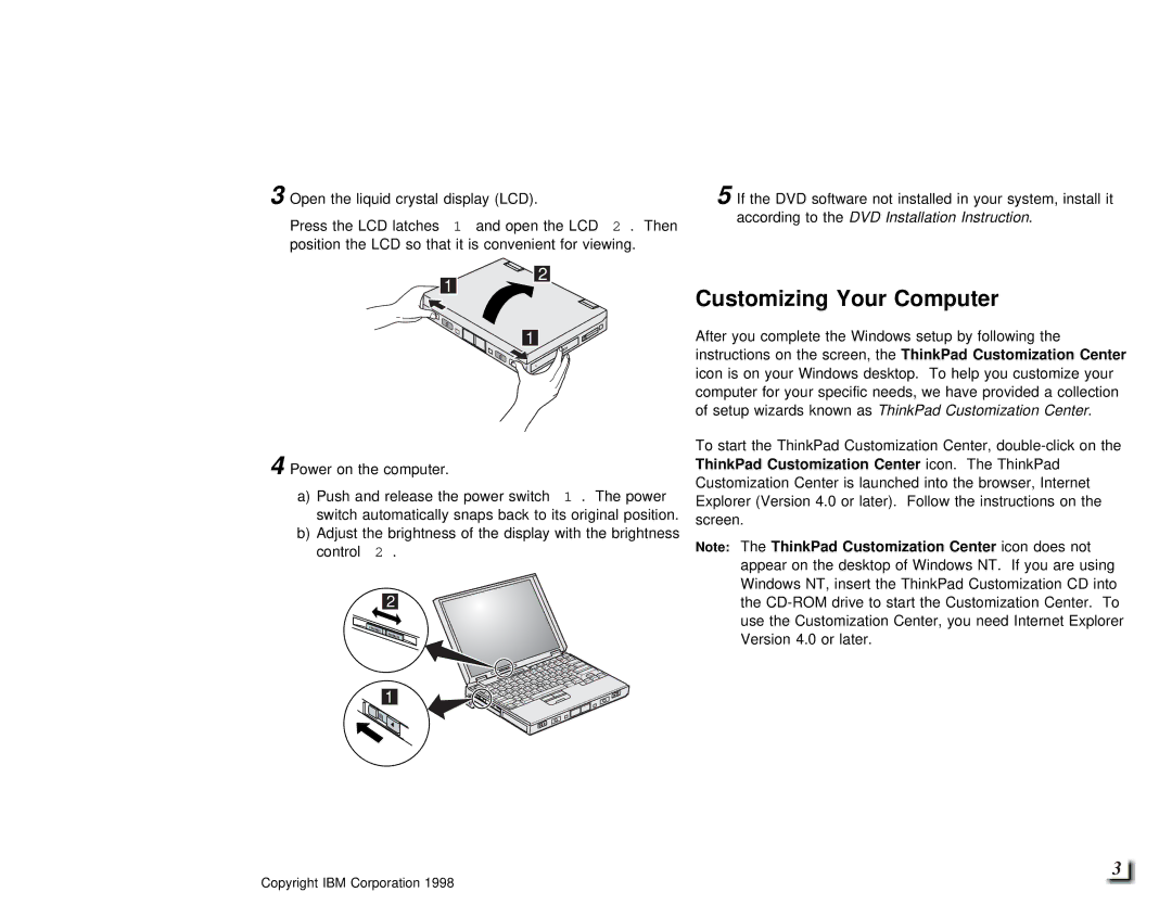 IBM 770X, 27L3405 setup guide Customizing Your Computer, Center 