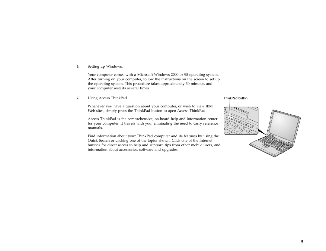 IBM 27P2076 setup guide Setting up Windows 