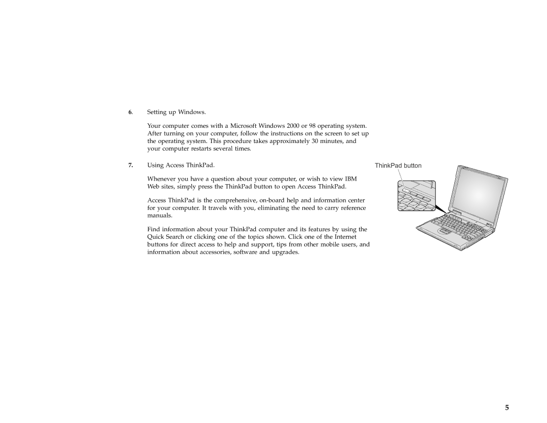 IBM 27P2155 setup guide Setting up Windows 