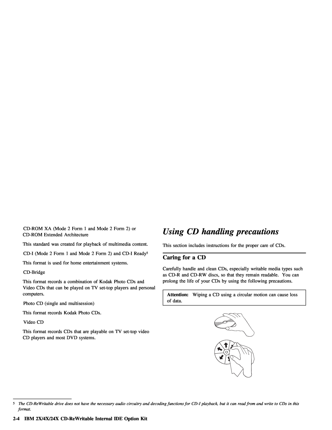 IBM 28L2234 manual Using CD handling precautions 