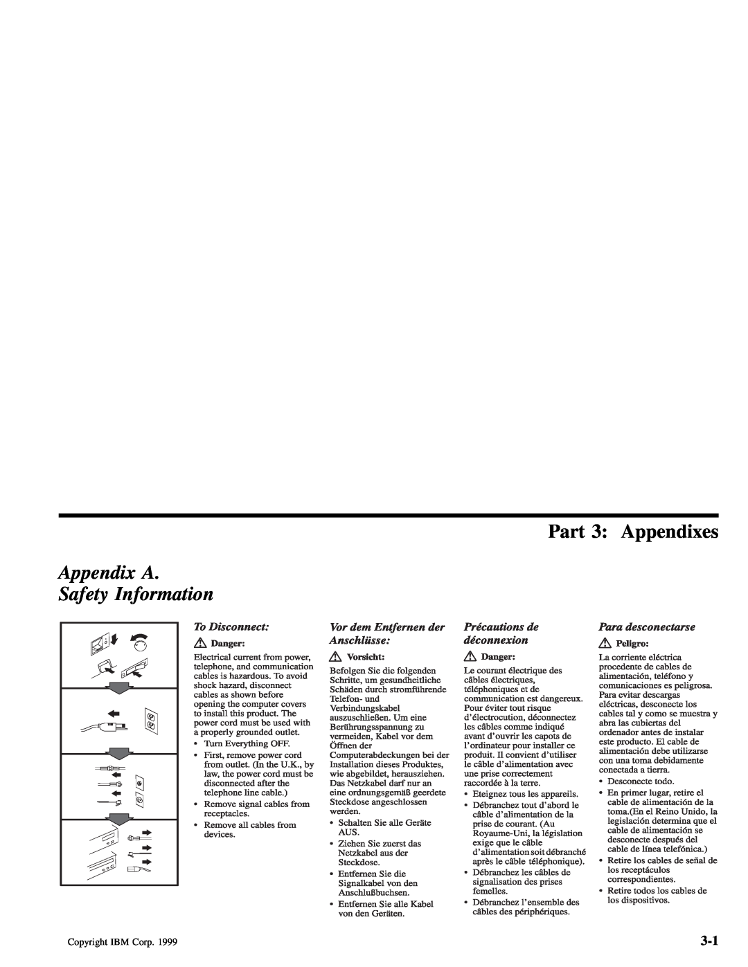 IBM 28L2234 manual Part 3 Appendixes, Appendix A Safety Information 