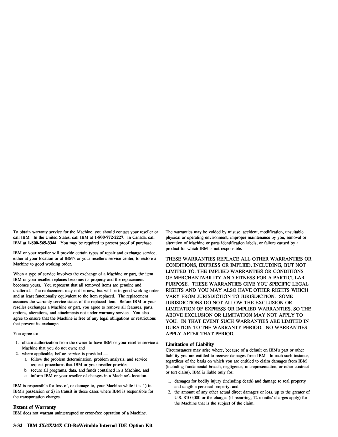 IBM 28L2234 manual IBM 2X/4X/24X CD-ReWritable Internal IDE Option Kit 