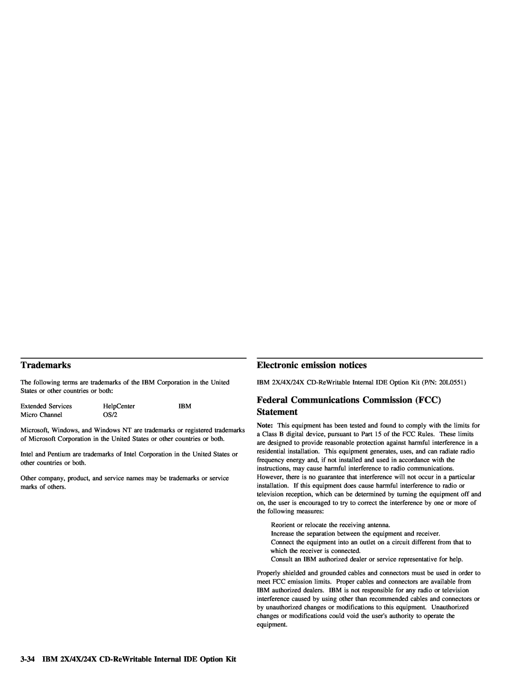 IBM 28L2234 manual notices, emission, Electronic, Statement 