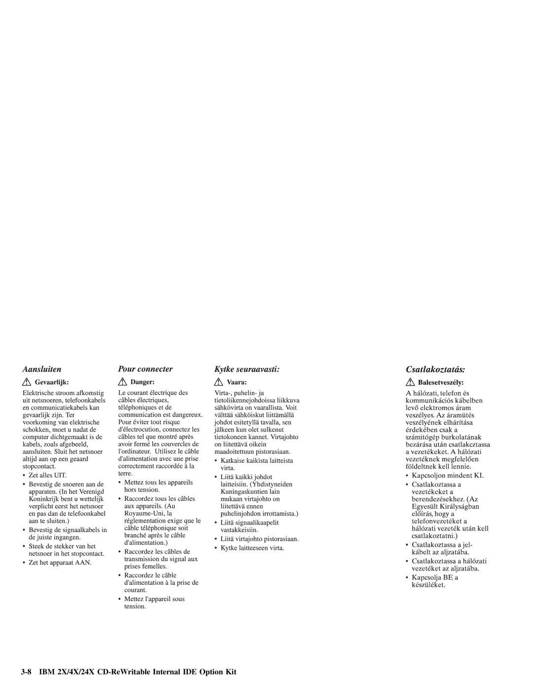 IBM 28L2234 manual IBM 2X/4X/24X CD-ReWritable Internal IDE Option Kit 