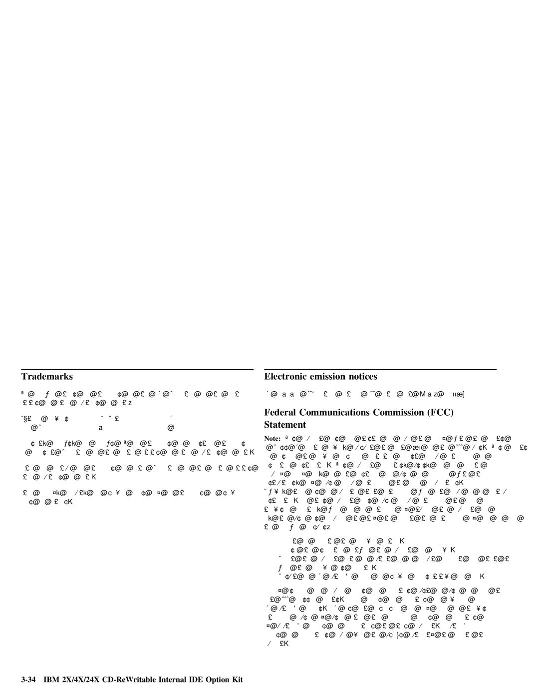 IBM 28L2234 manual Fcc 