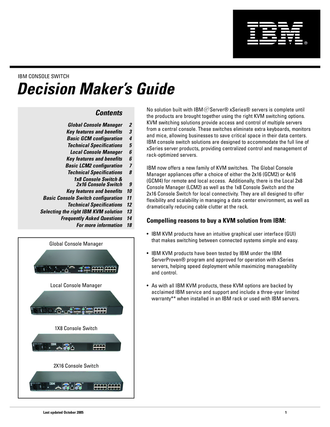 IBM 1X8, 2X16 warranty Decision Maker’s Guide 