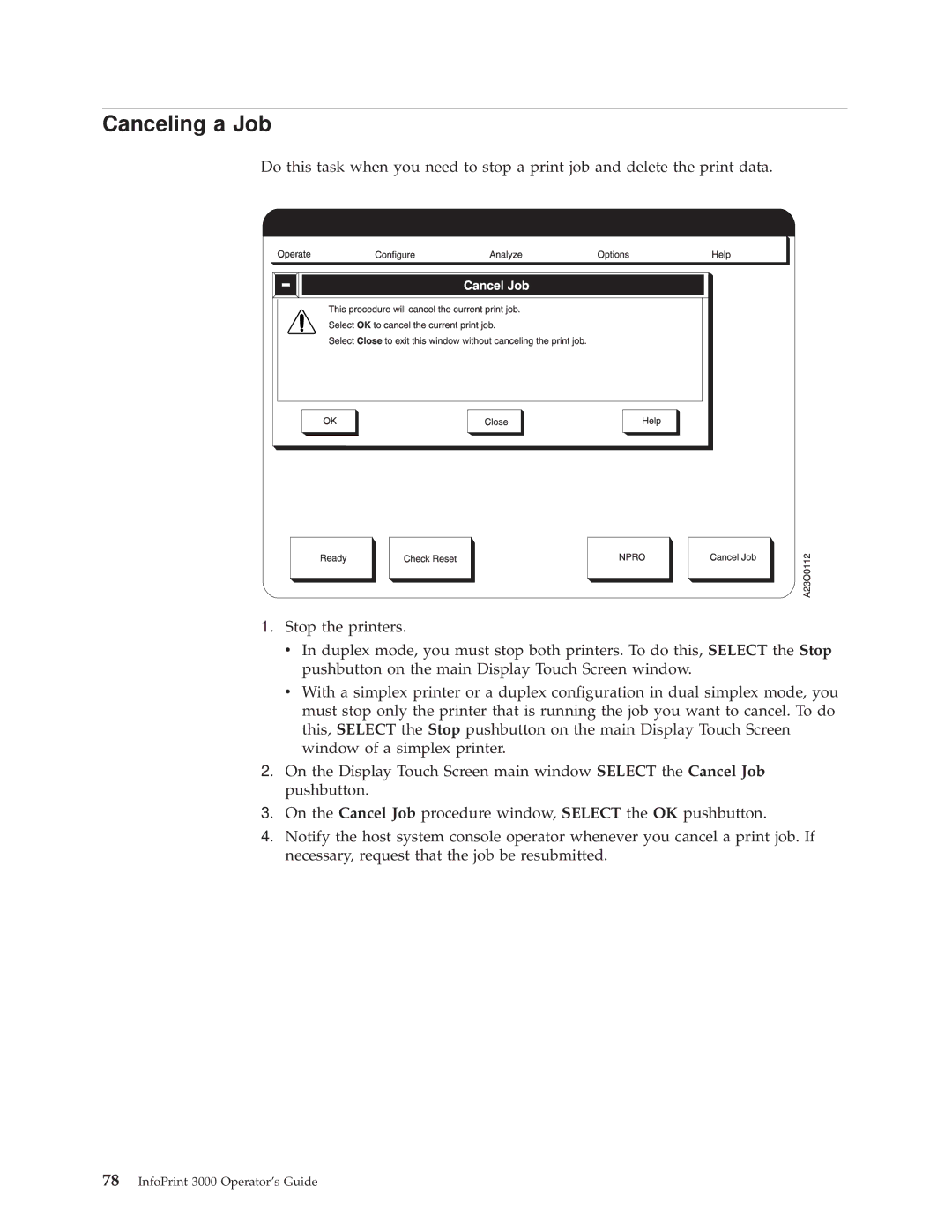 IBM 3000 manual Canceling a Job 