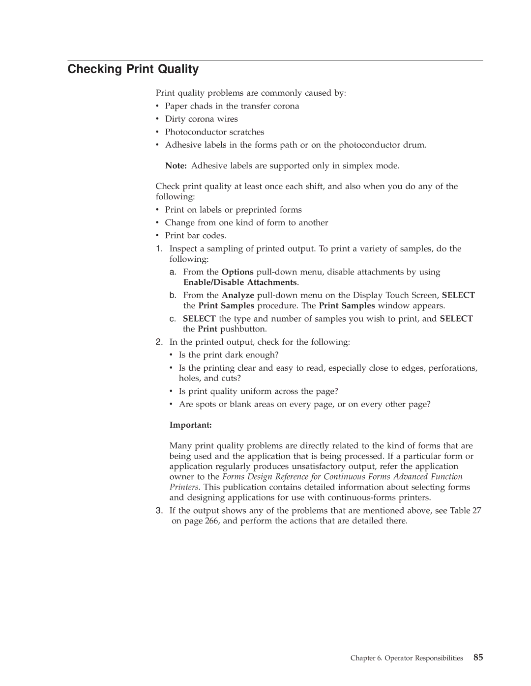 IBM 3000 manual Checking Print Quality 