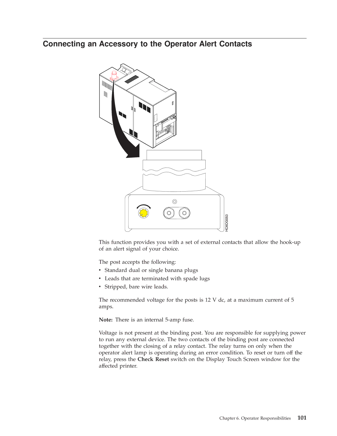 IBM 3000 manual Connecting an Accessory to the Operator Alert Contacts 