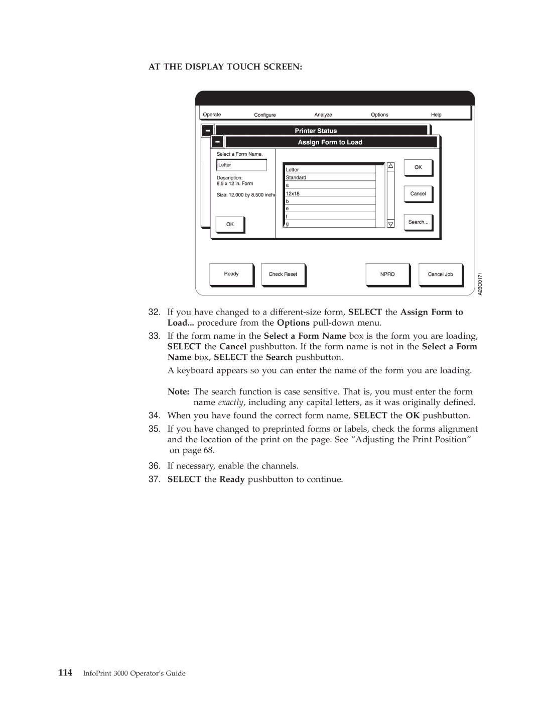 IBM 3000 manual AT the Display Touch Screen 