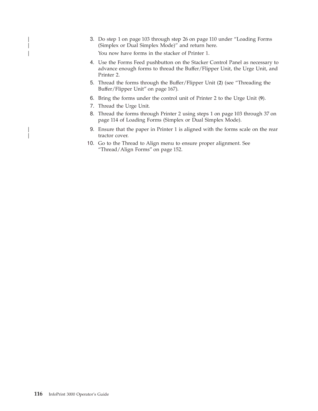 IBM 3000 manual Do on page 103 through on page 110 under ªLoading Forms 