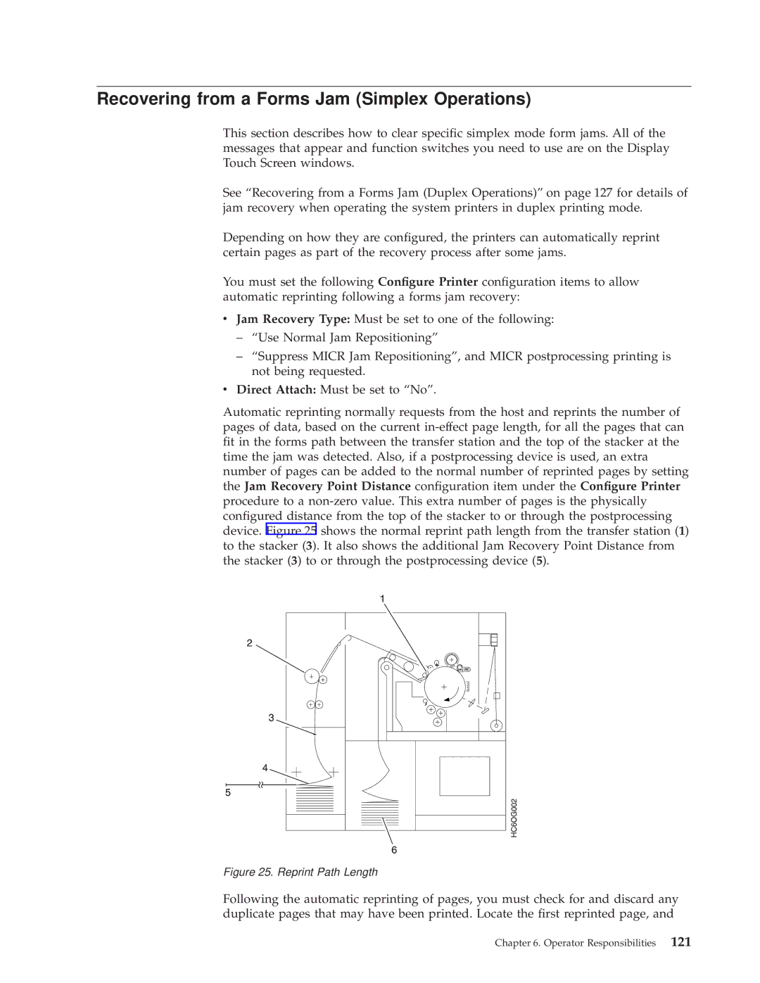 IBM 3000 manual Recovering from a Forms Jam Simplex Operations, Reprint Path Length 