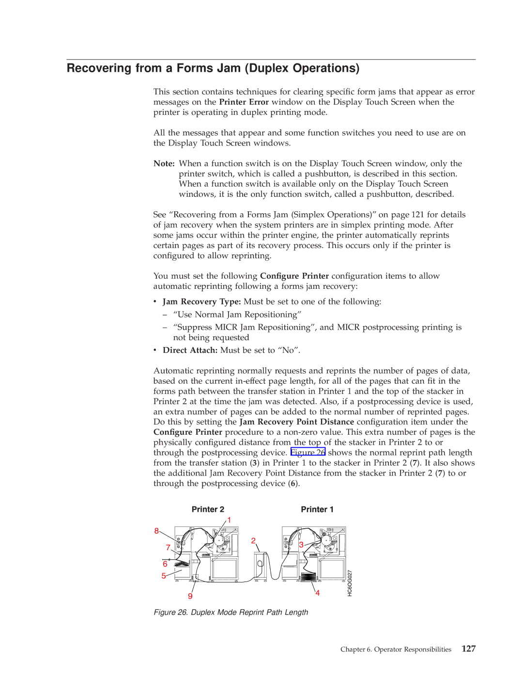 IBM 3000 manual Recovering from a Forms Jam Duplex Operations, Duplex Mode Reprint Path Length 