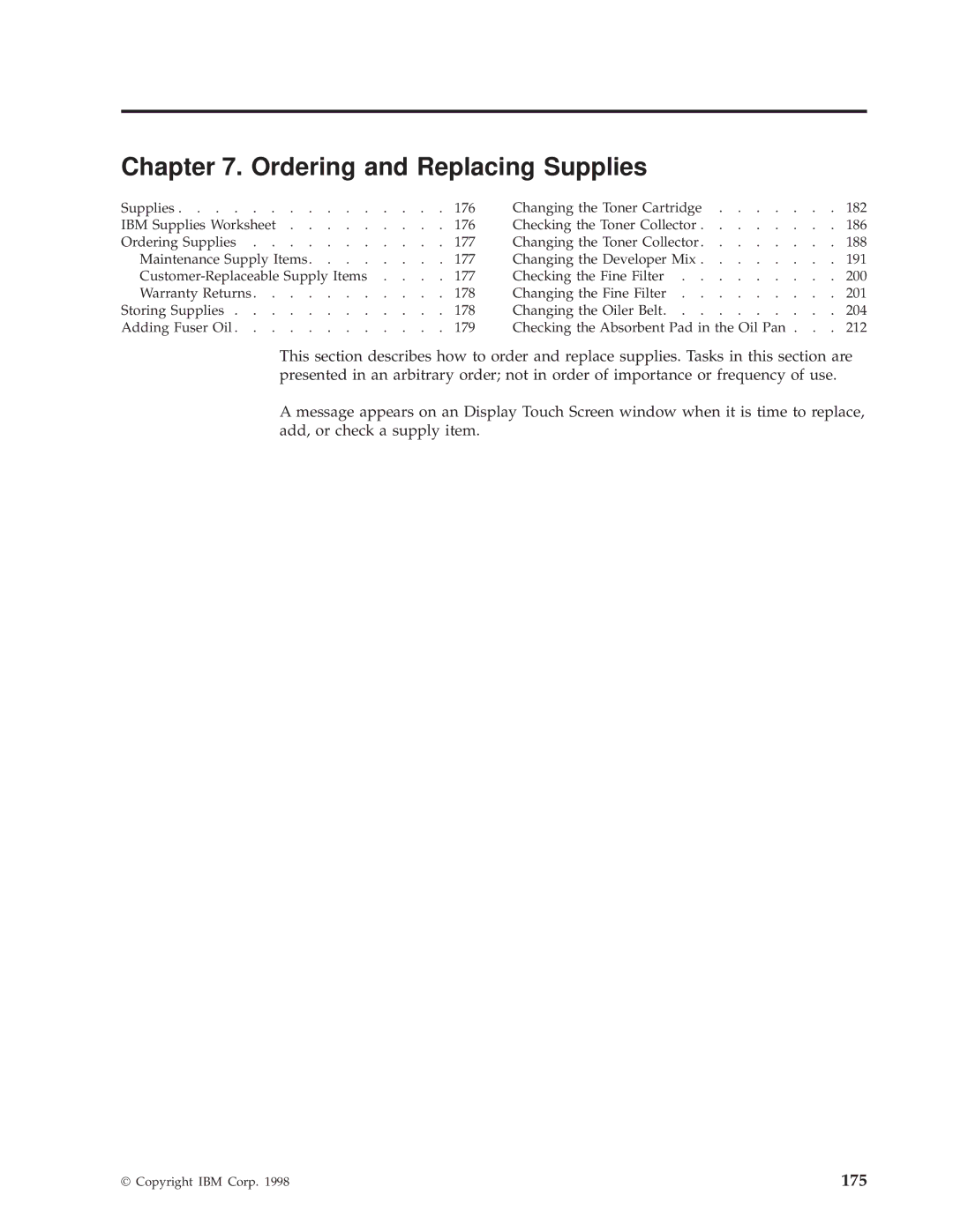 IBM 3000 manual Ordering and Replacing Supplies 