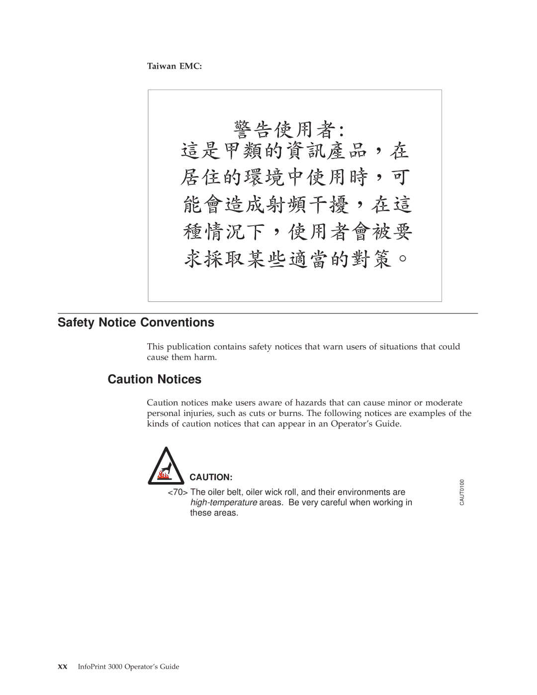 IBM 3000 manual Safety Notice Conventions, Taiwan EMC 