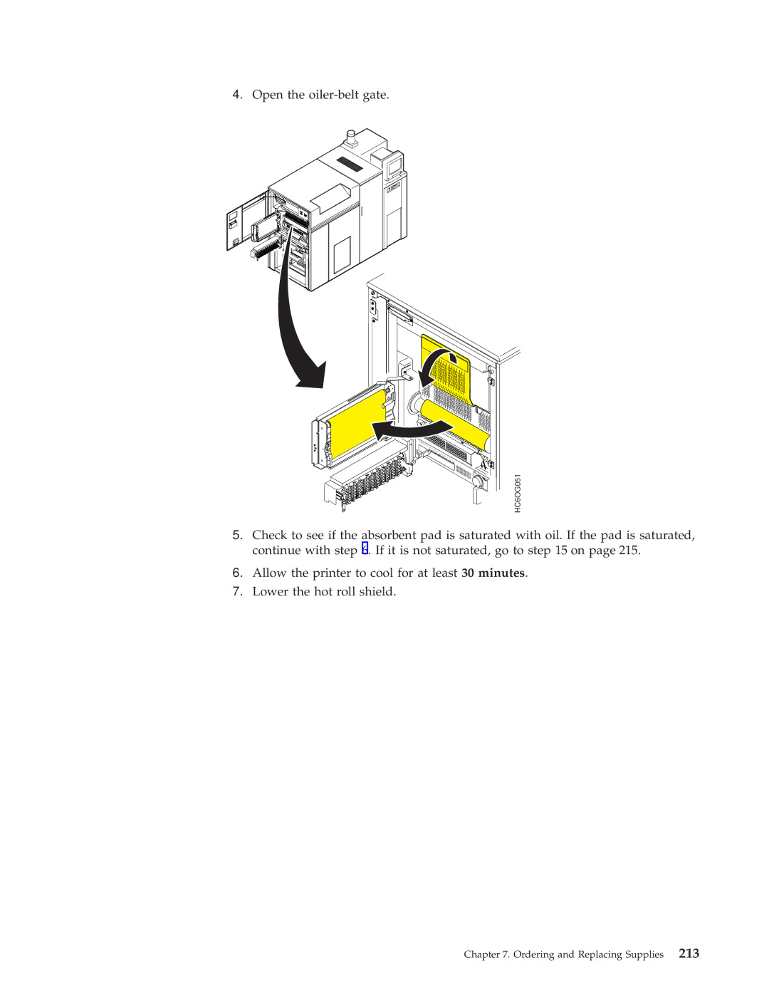 IBM 3000 manual Open the oiler-belt gate 