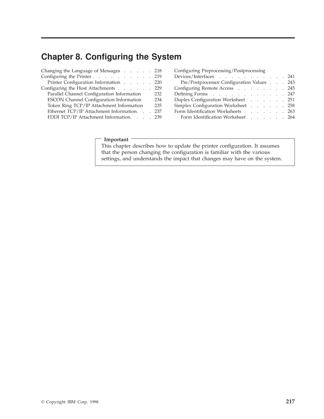 IBM 3000 manual Conguring the System 