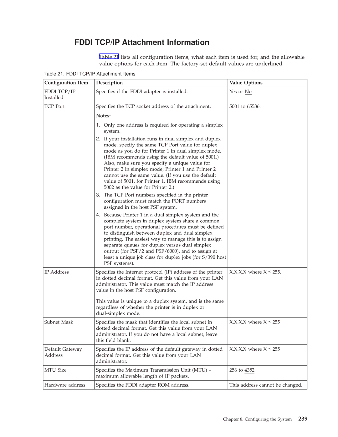 IBM 3000 manual Fddi TCP/IP Attachment Information 