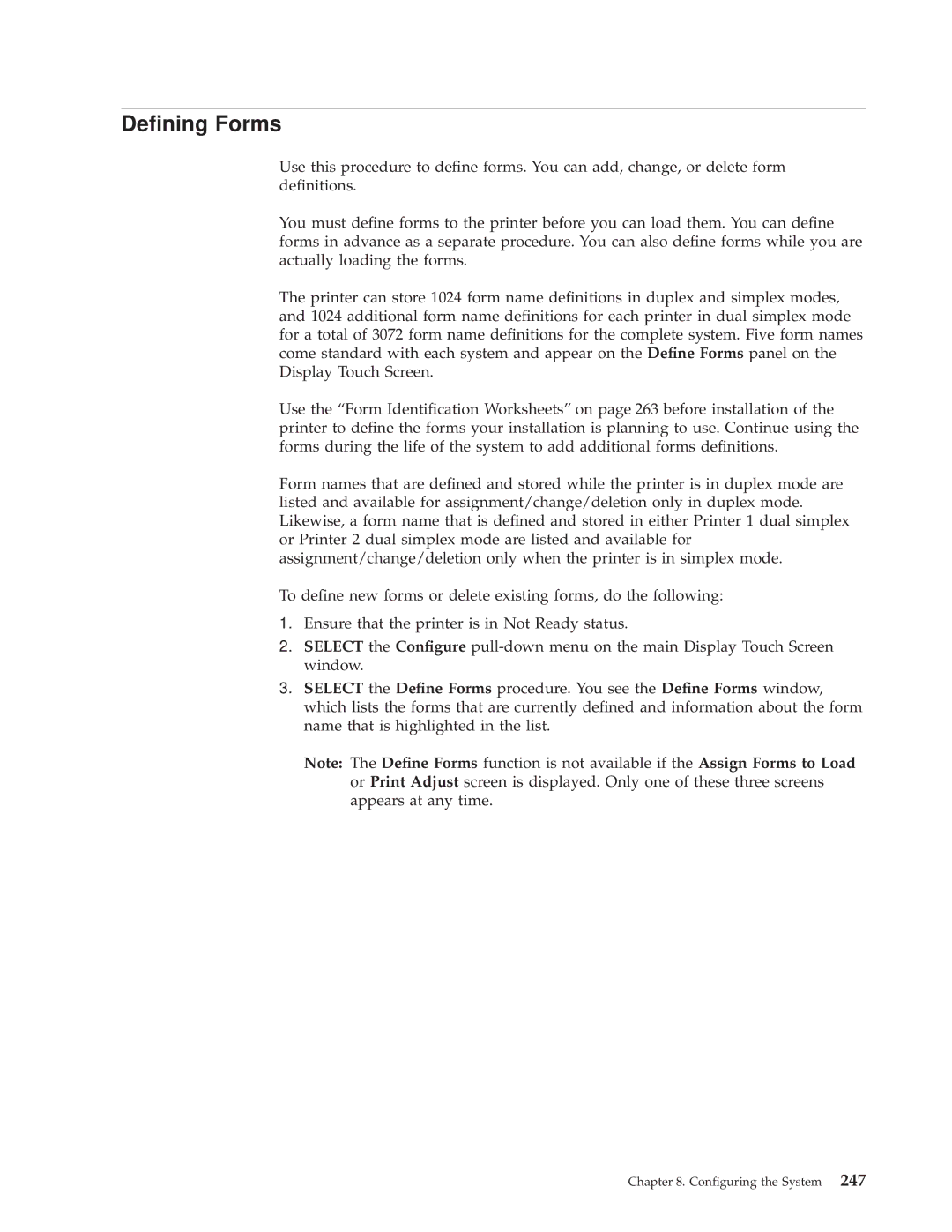 IBM 3000 manual Dening Forms 