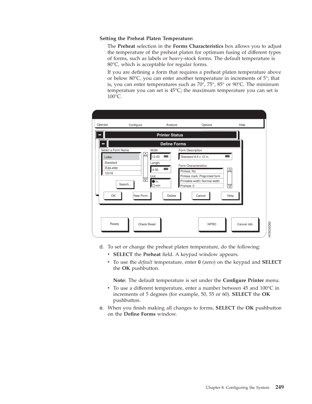 IBM 3000 manual Setting the Preheat Platen Temperature 