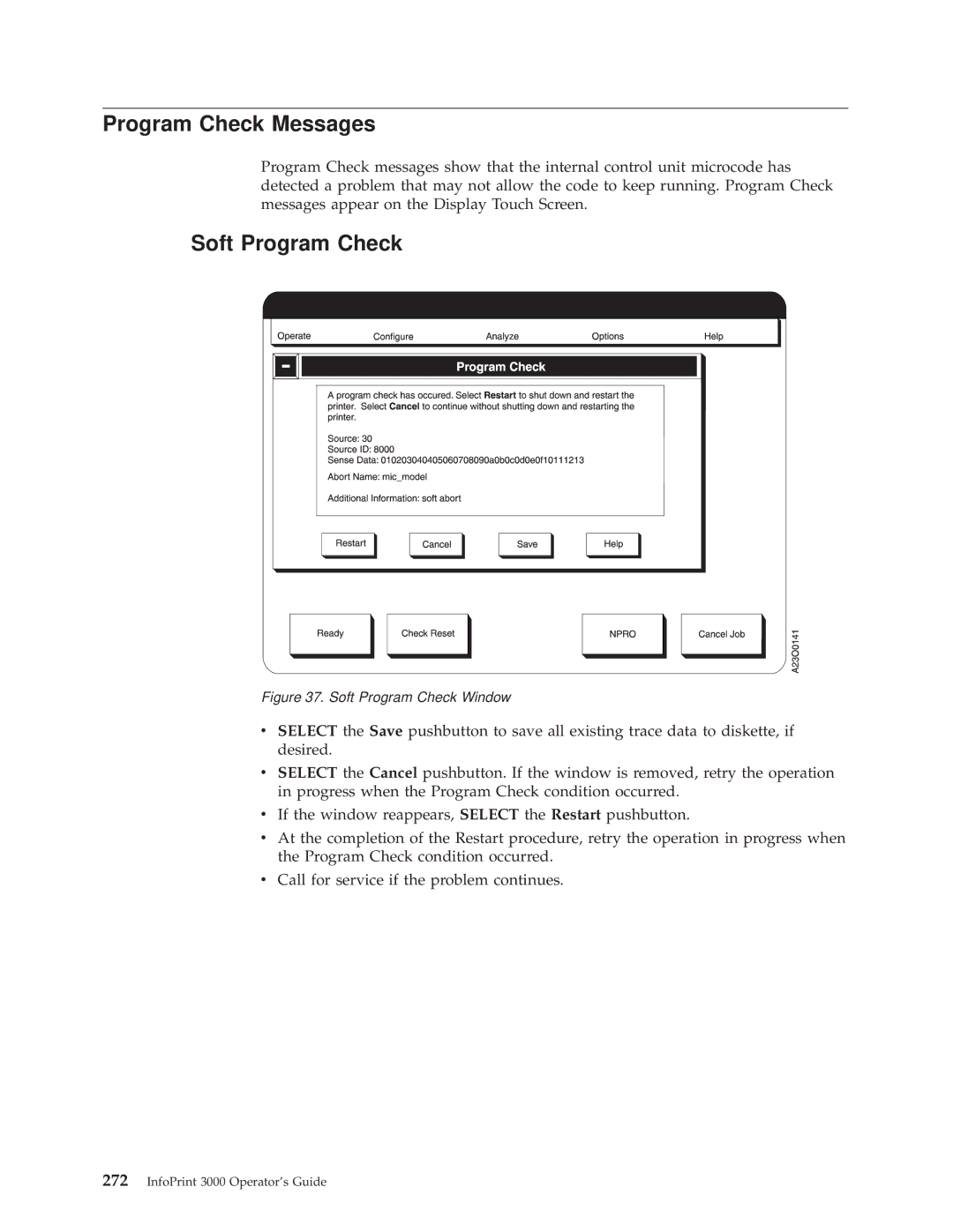 IBM 3000 manual Program Check Messages, Soft Program Check 