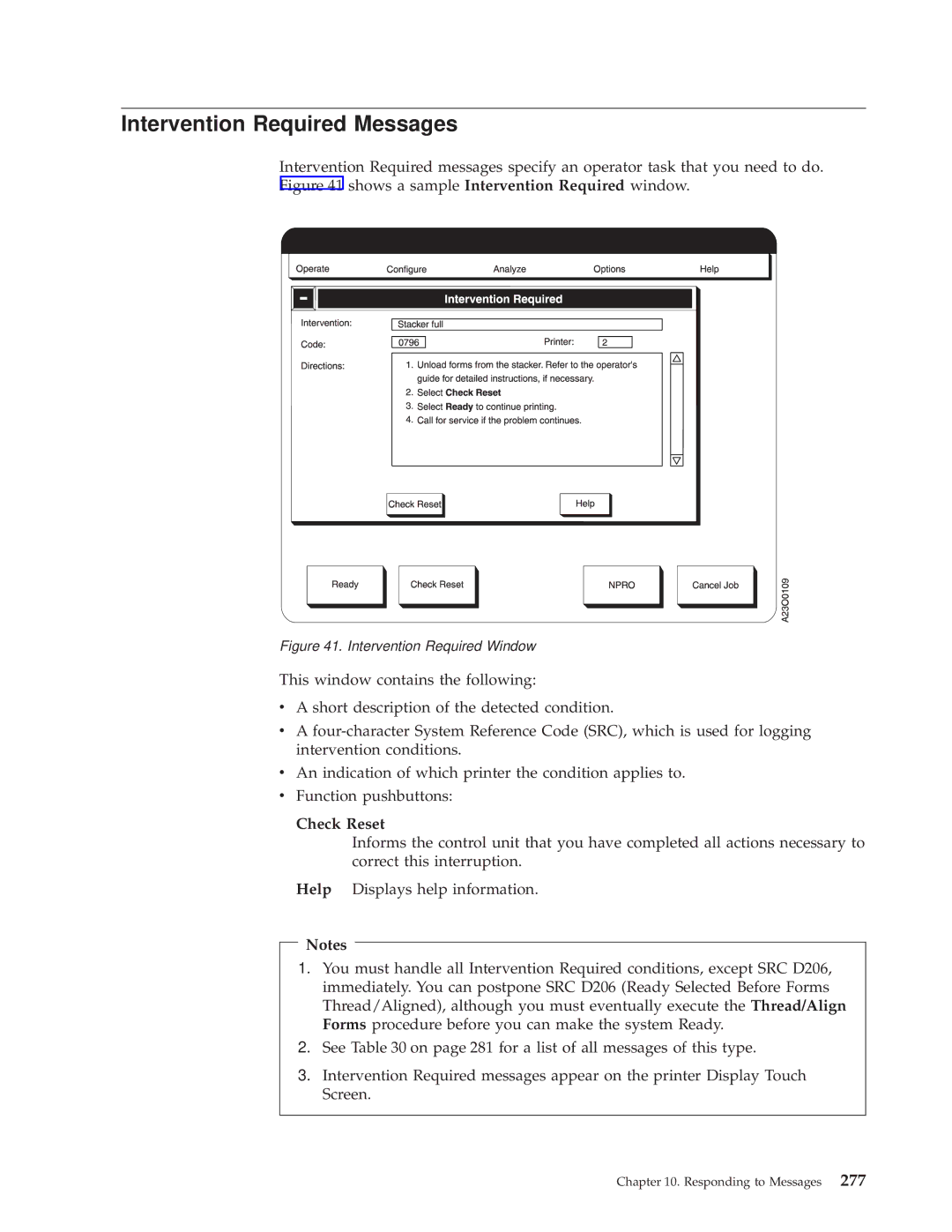 IBM 3000 manual Intervention Required Messages, Shows a sample Intervention Required window 