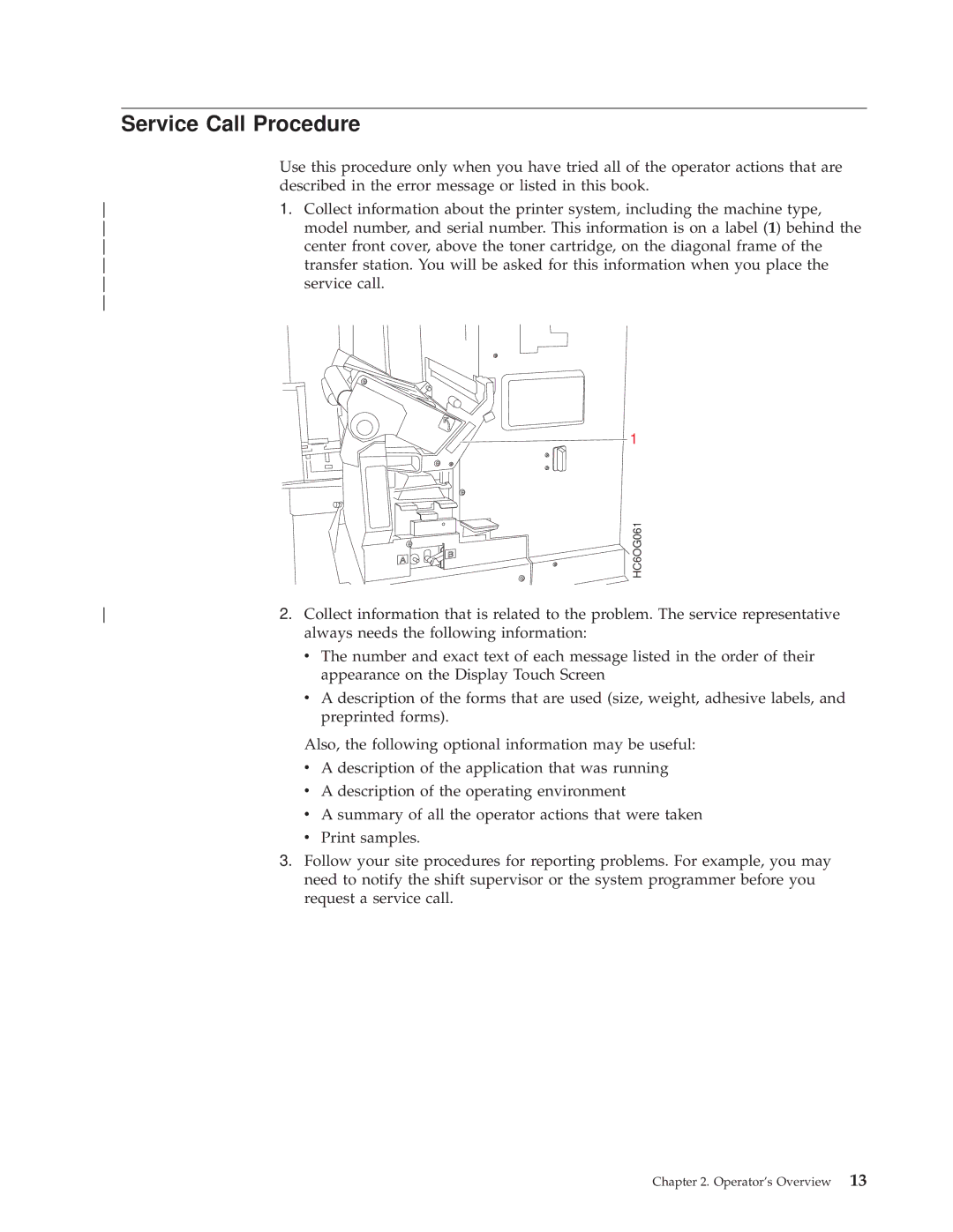 IBM 3000 manual Service Call Procedure 