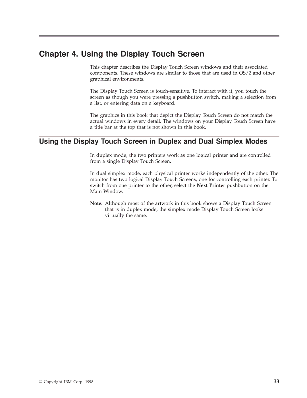 IBM 3000 manual Using the Display Touch Screen 