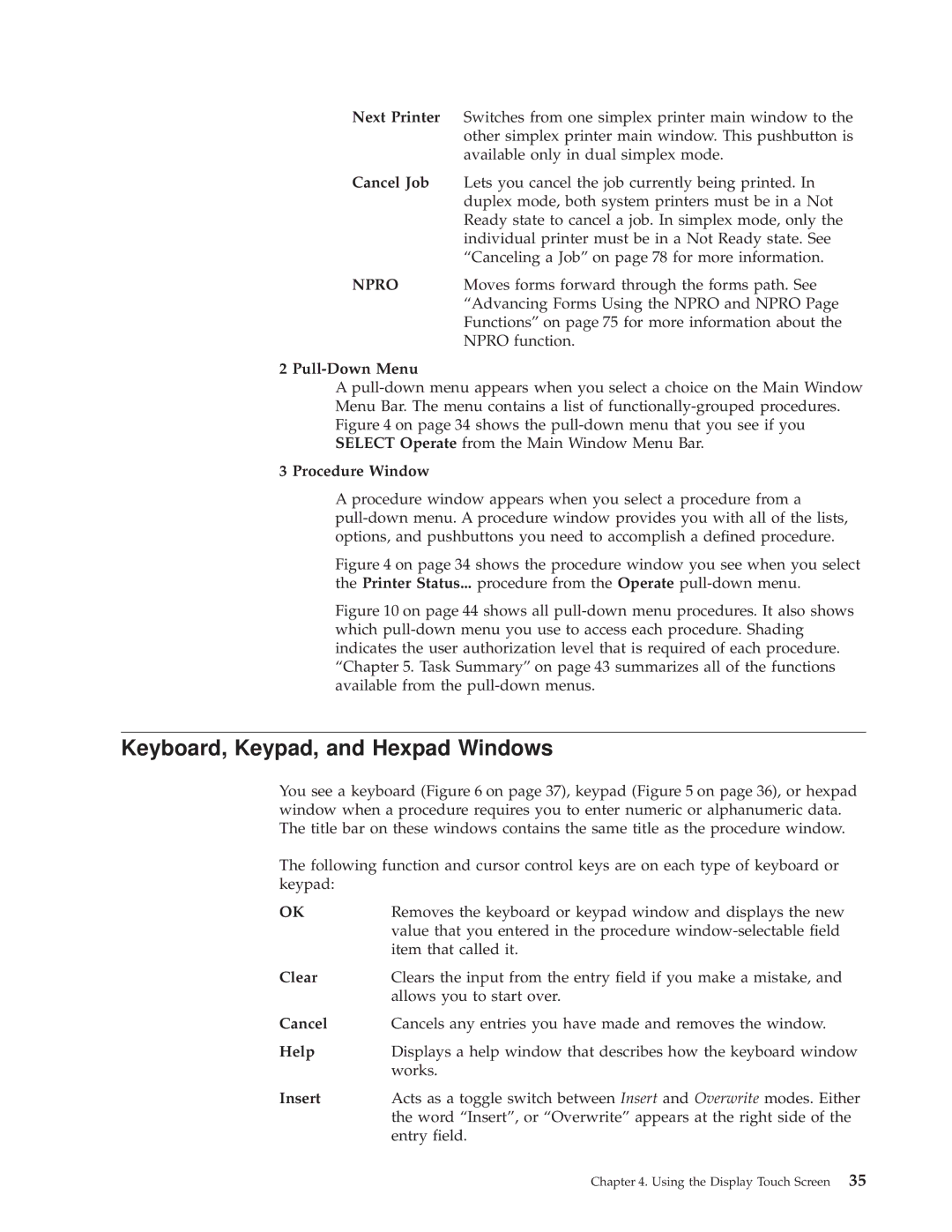 IBM 3000 manual Keyboard, Keypad, and Hexpad Windows 