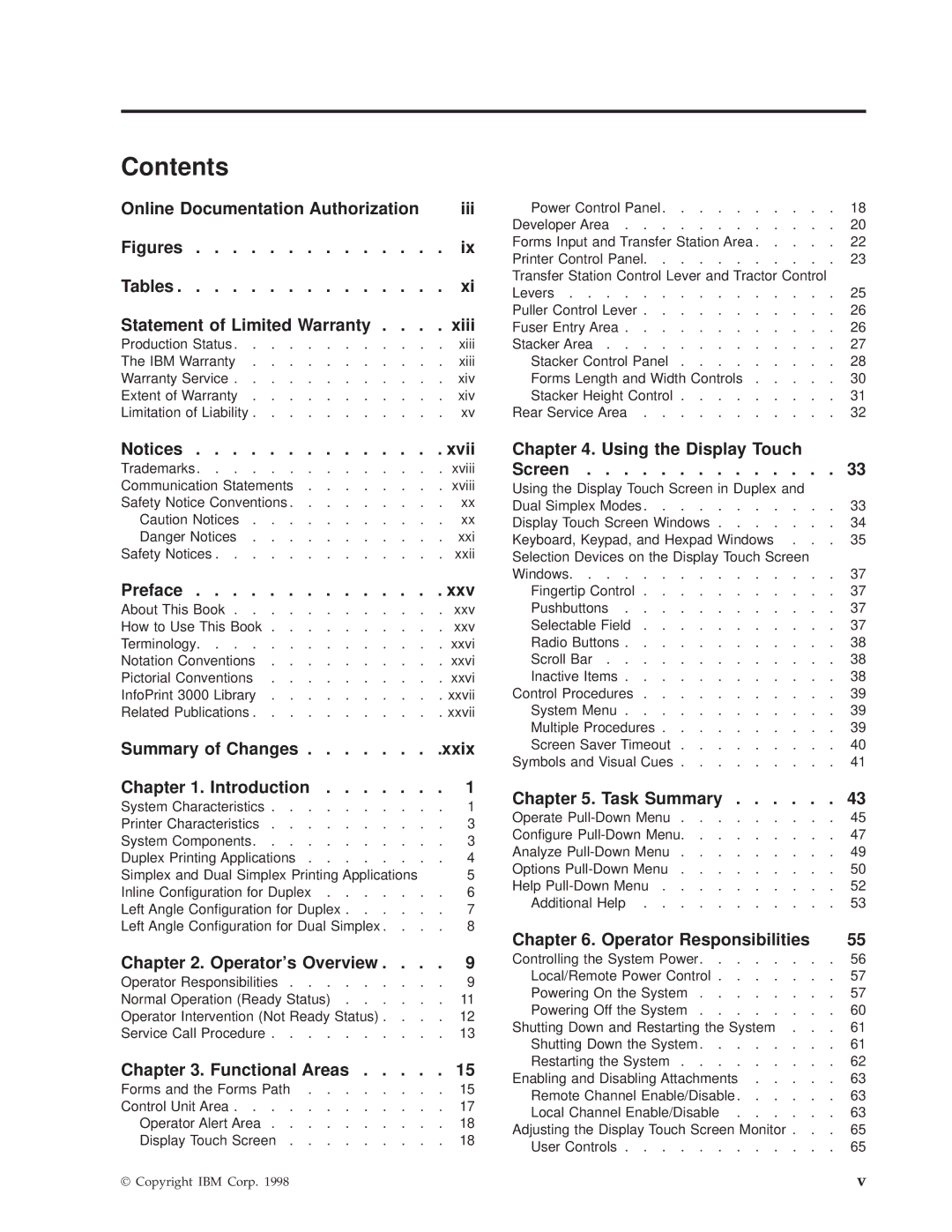 IBM 3000 manual Contents 