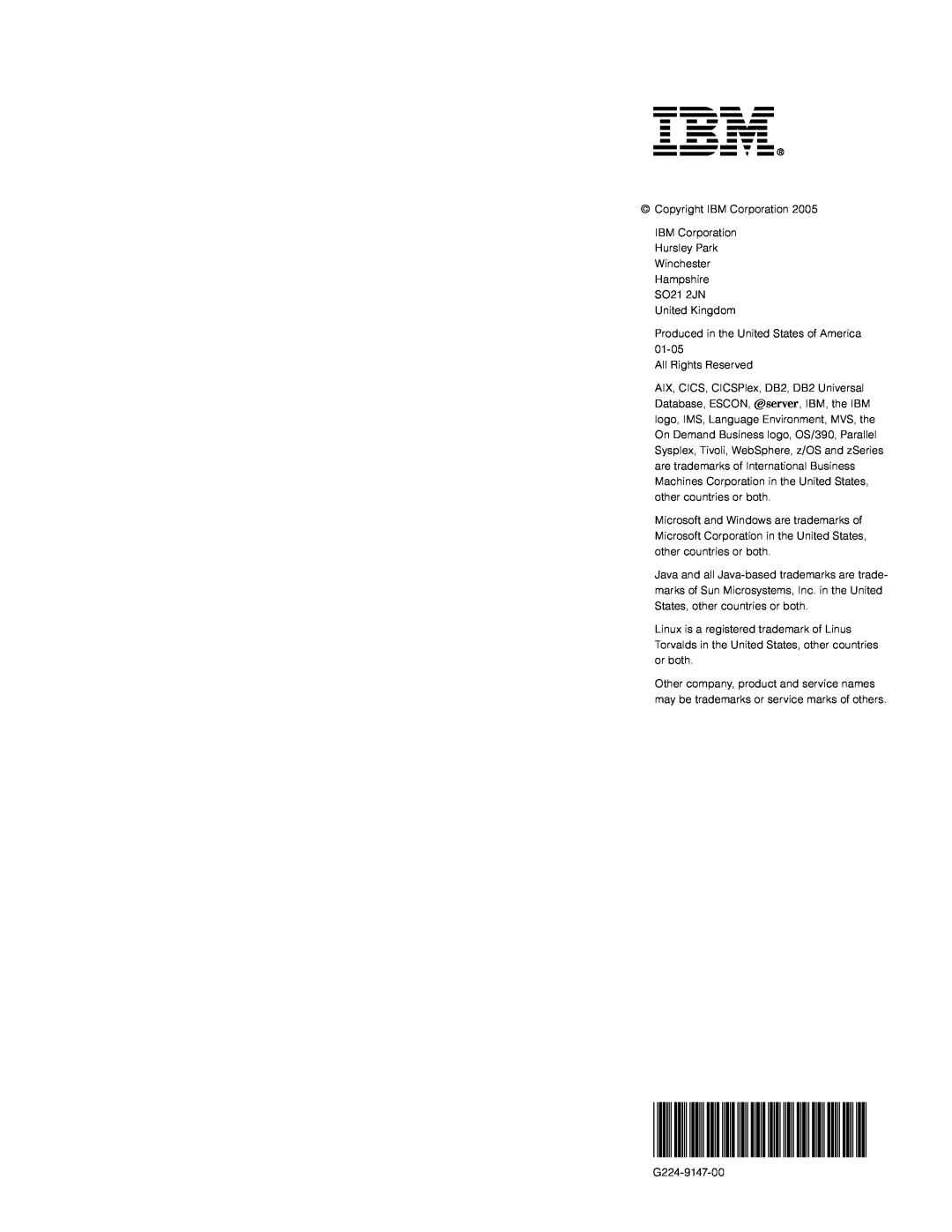 IBM 3.1 manual Copyright IBM Corporation, Produced in the United States of America All Rights Reserved, G224-9147-00 