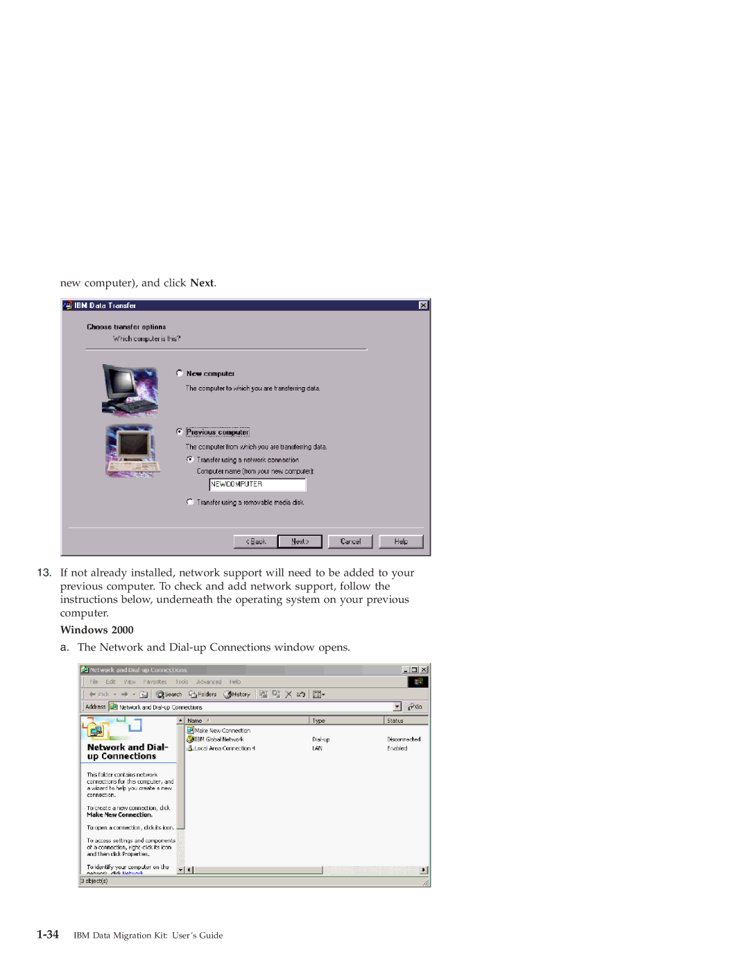 IBM 31P8128 manual Network and Dial-up Connections window opens 