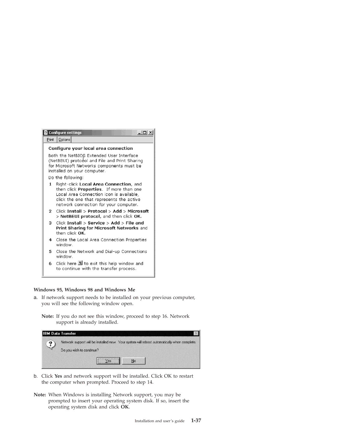 IBM 31P8128 manual Windows 95, Windows 98 and Windows Me 