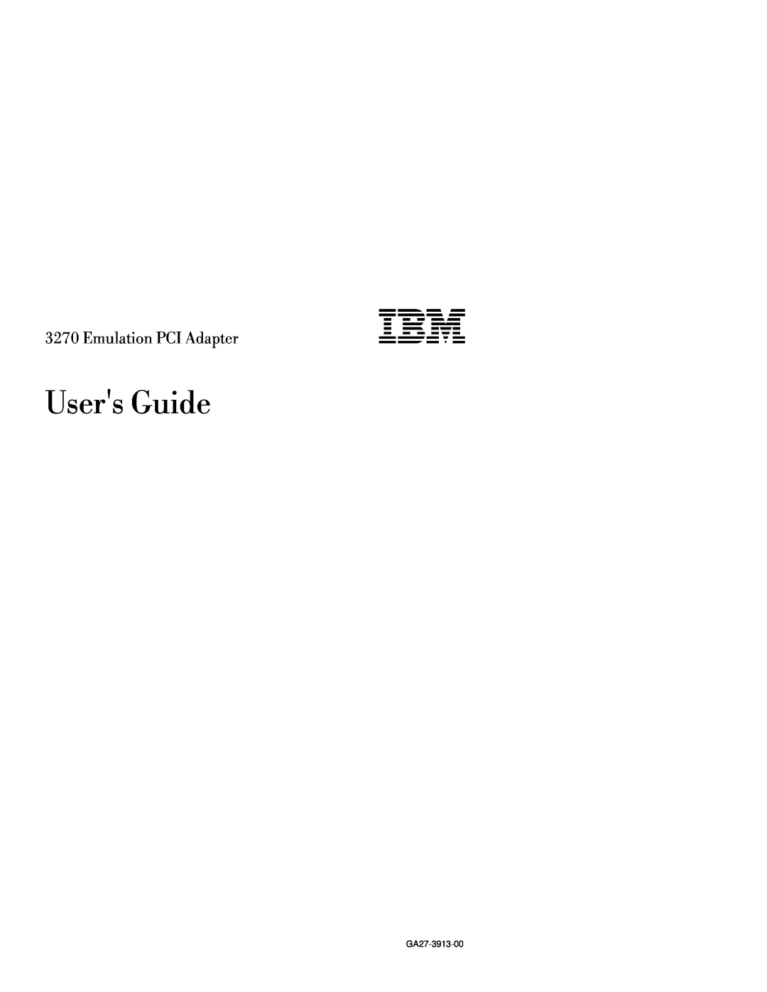 IBM 3270 manual Users Guide, Emulation PCI Adapter 