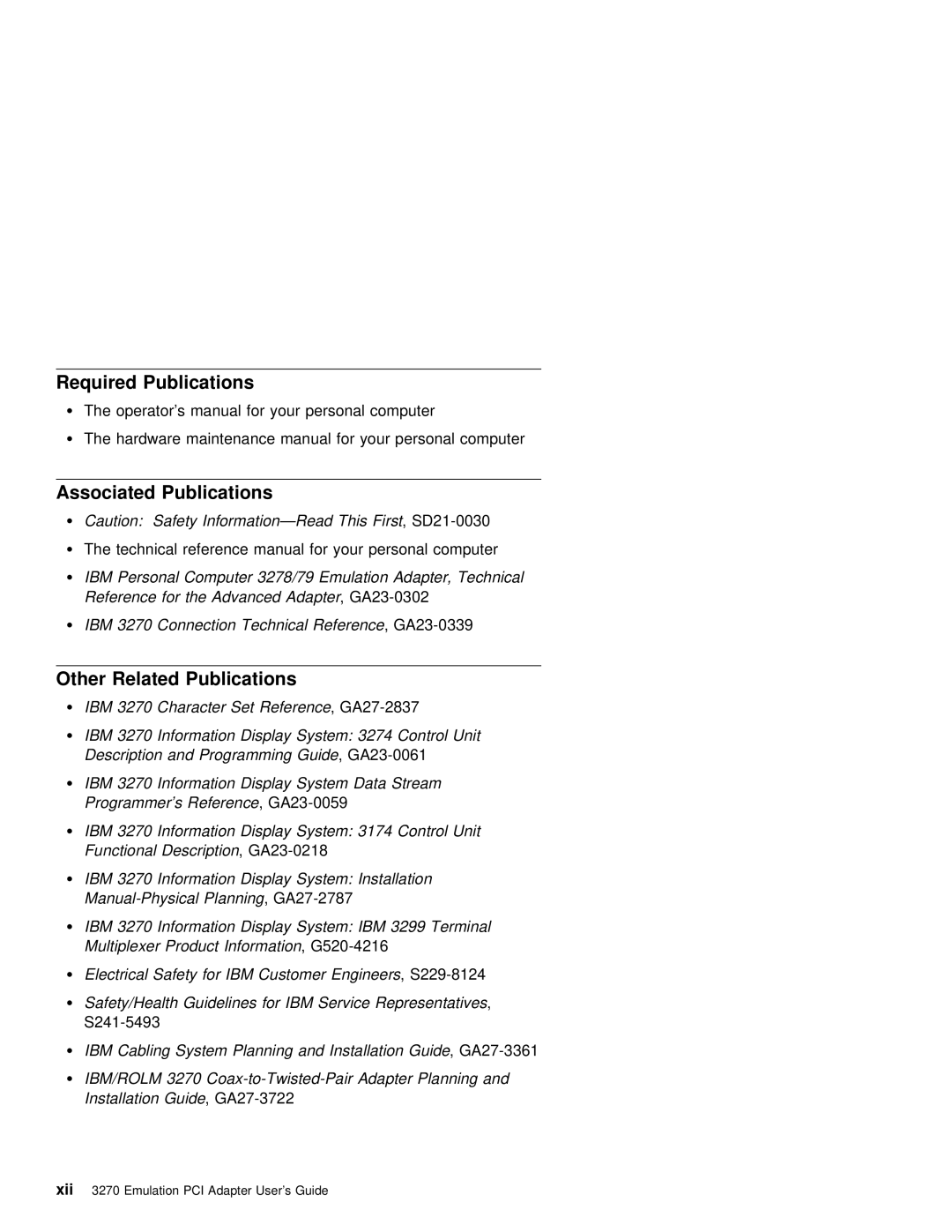 IBM 3270 manual Required Publications, Associated Publications, Other Related Publications 