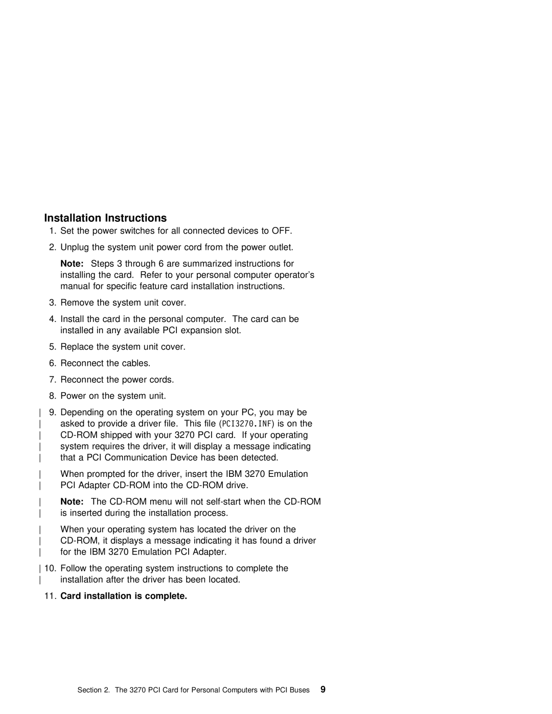 IBM 3270 manual Installation Instructions 