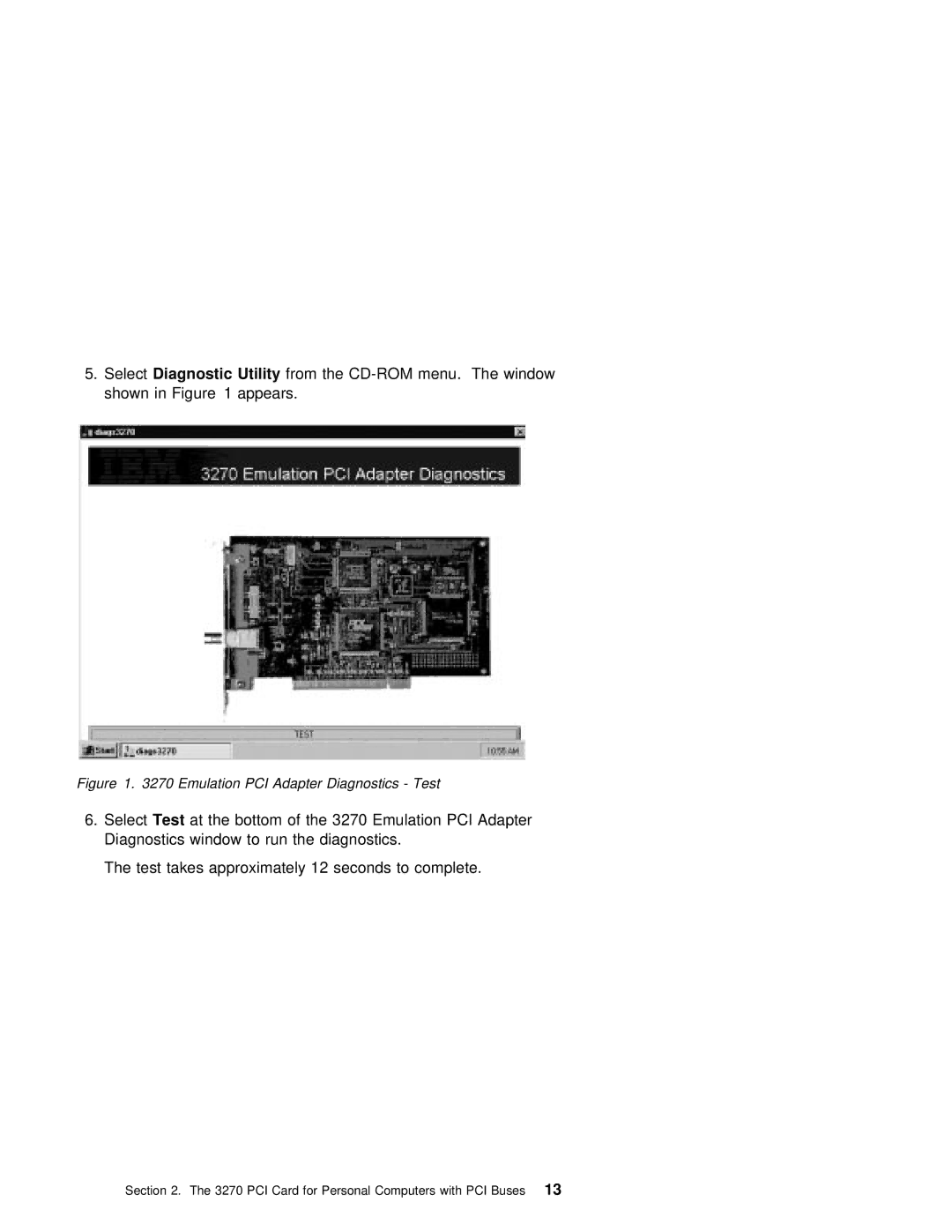 IBM 3270 manual Emulation PCI Adapter Diagnostics Test 