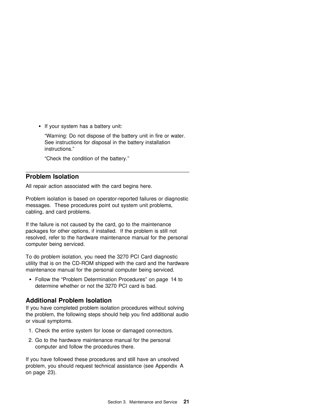 IBM 3270 manual Additional Problem Isolation 