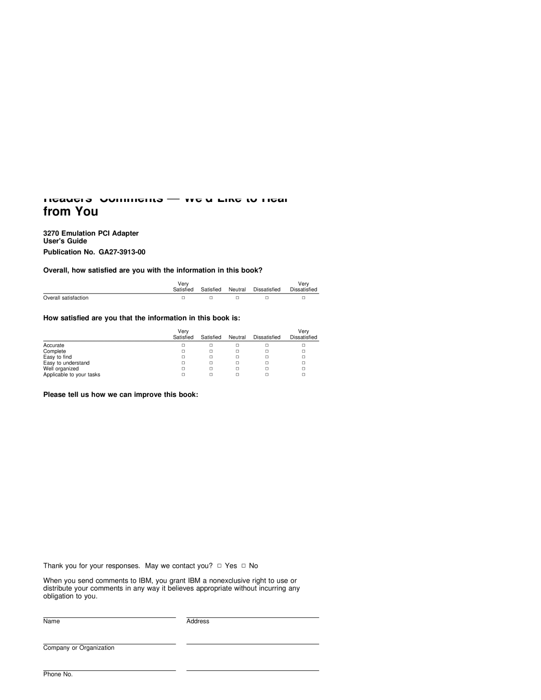 IBM 3270 manual Wed, Comments, You 