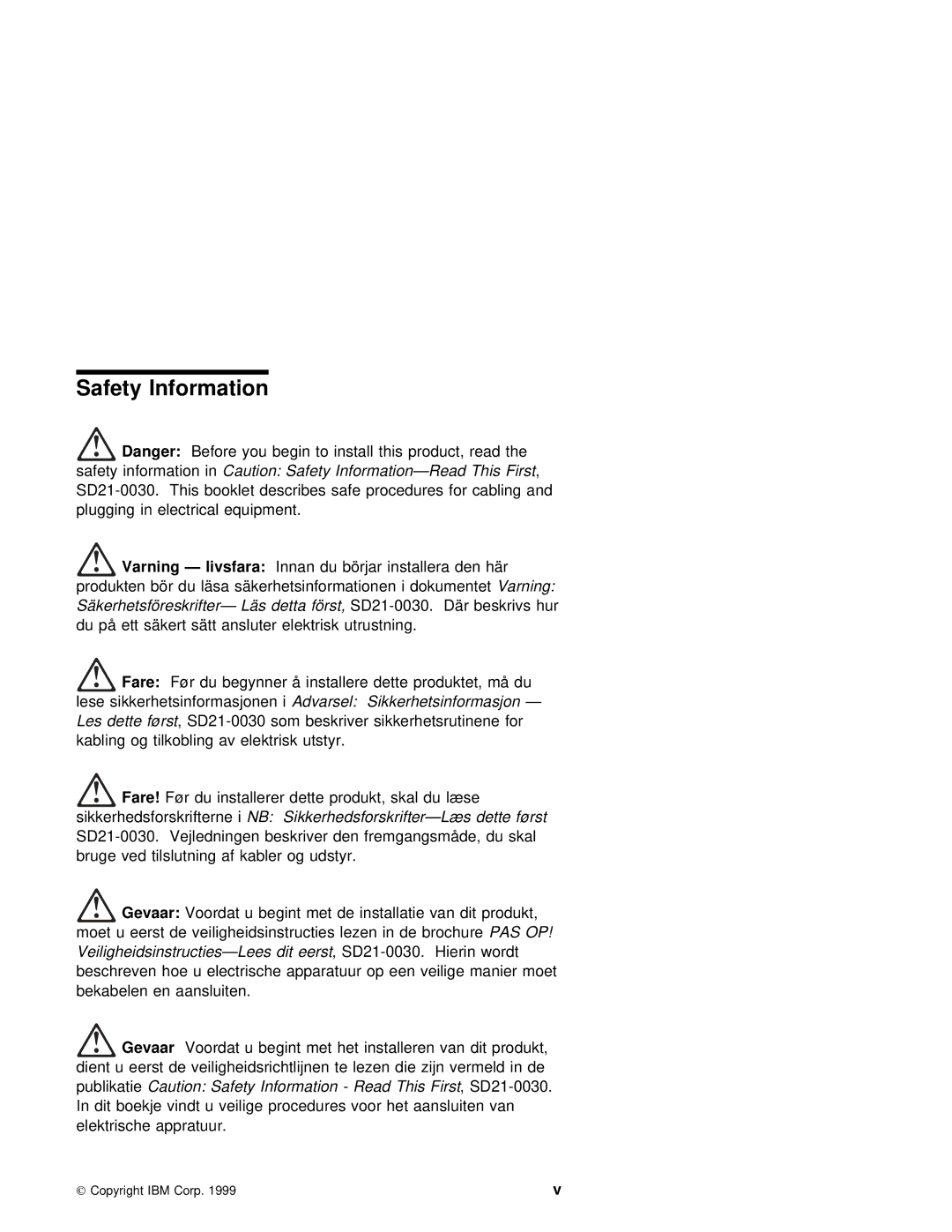 IBM 3270 manual Safety Information, Lese sikkerhetsinformasjonenAdvarseli Sikkerhetsinformasjon 